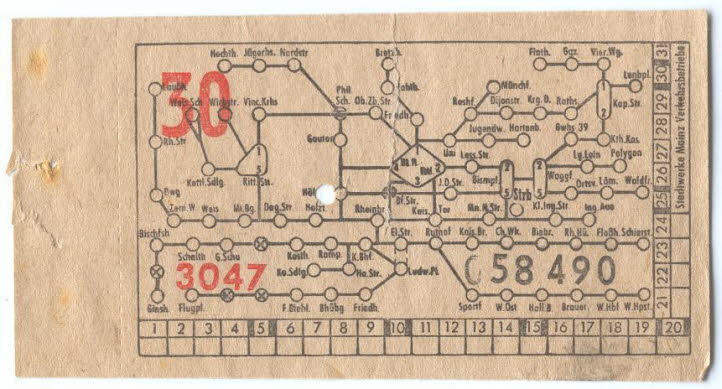 Fahrschein Anfang 60iger Jahre